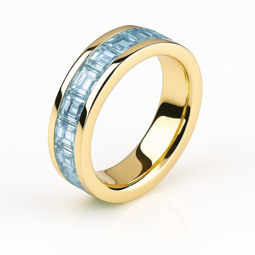 Vega — Aquamarine Baguette Eternity Band — Ministry of Gems
