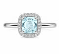 Aquamarine Cushion Halo Ring — Ministry of Gems