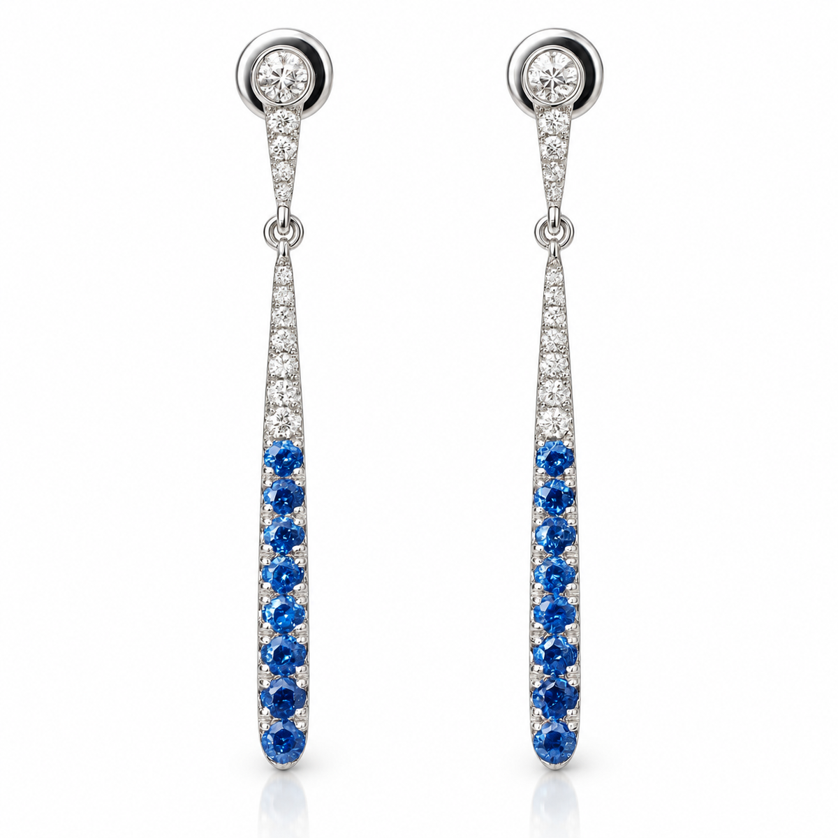 Blue Sapphire Diamond Linear Drops