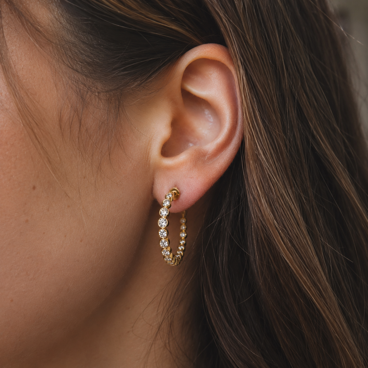 Orabella — Beaded Diamond Open Hoops — Ministry of Gems