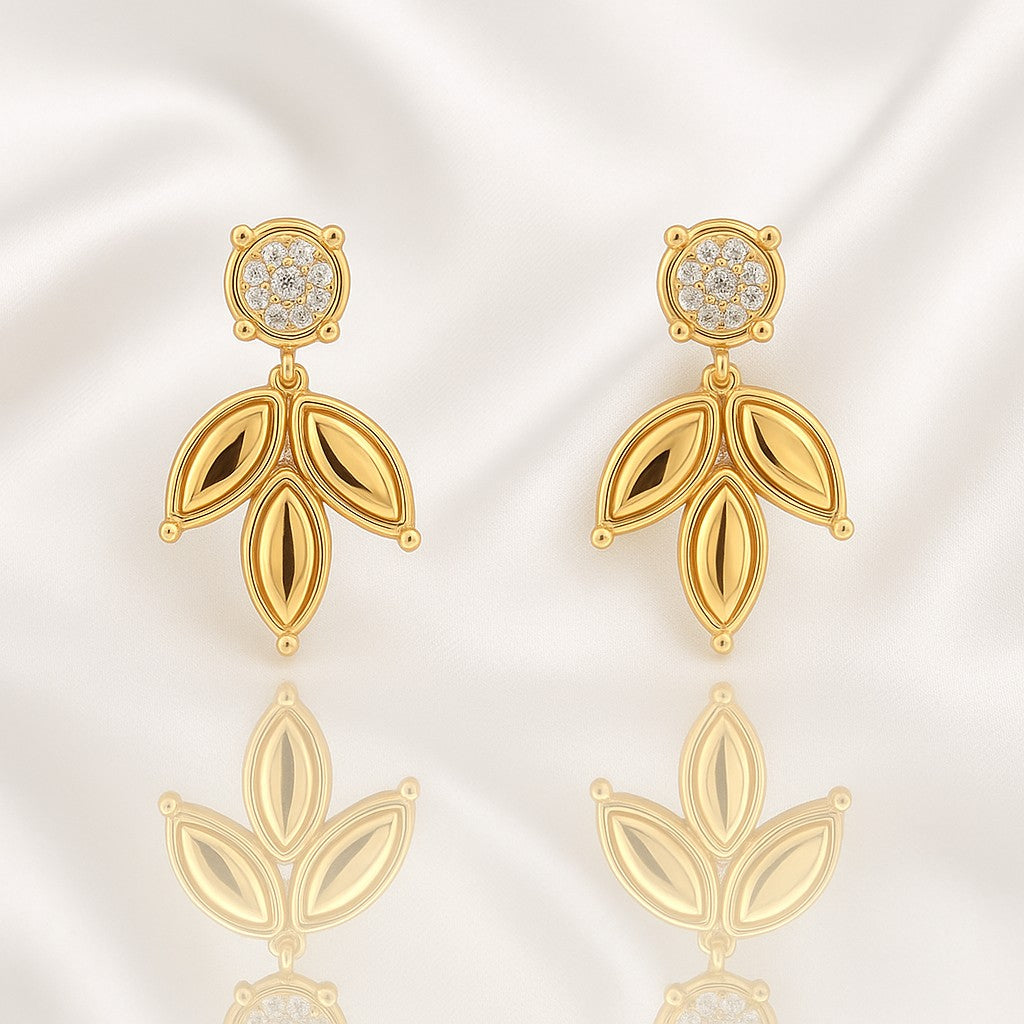Verdiva — Gold Leaf Drop Earrings — Ministry of Gems