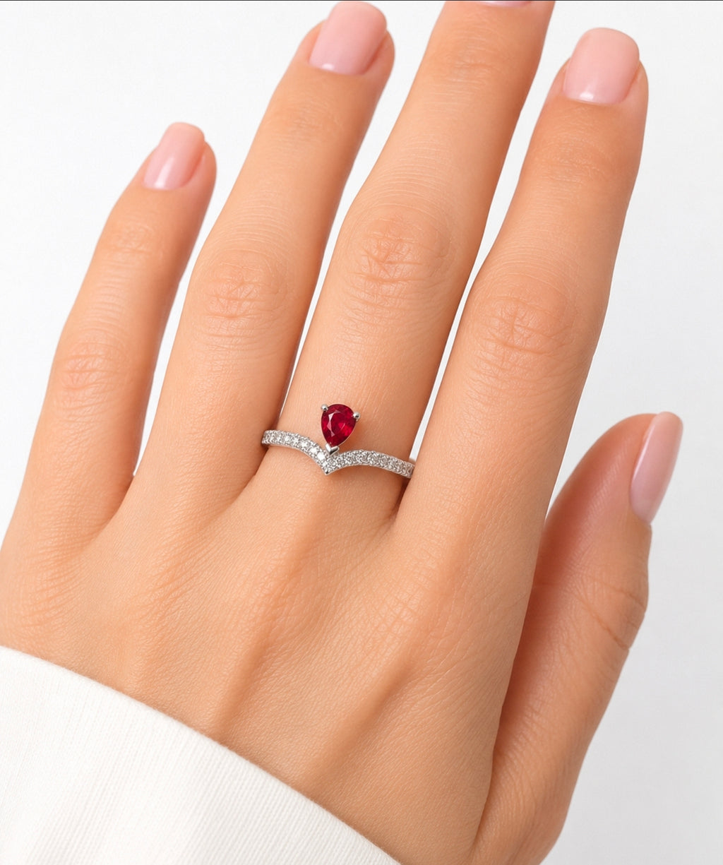 Ruby & Diamond Wishbone Ring — Ministry of Gems