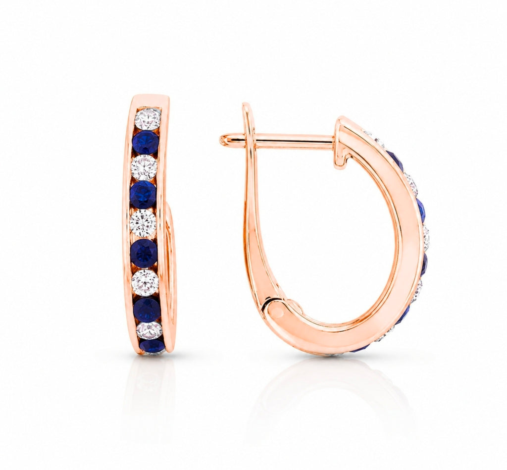 Sapphire Diamond Hoops Rose Gold — Ministry of Gems exclusive design