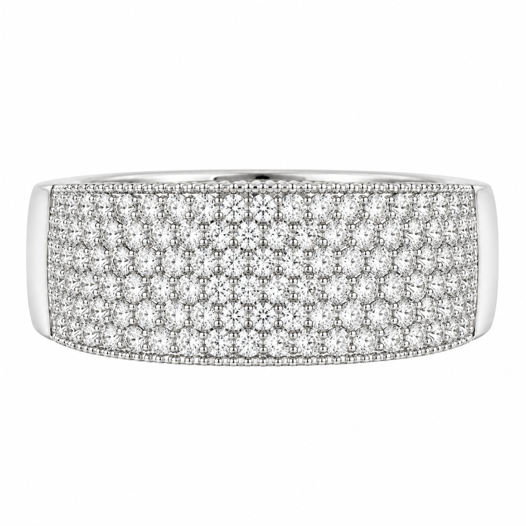 Wide Pavé Diamond Gold Ring