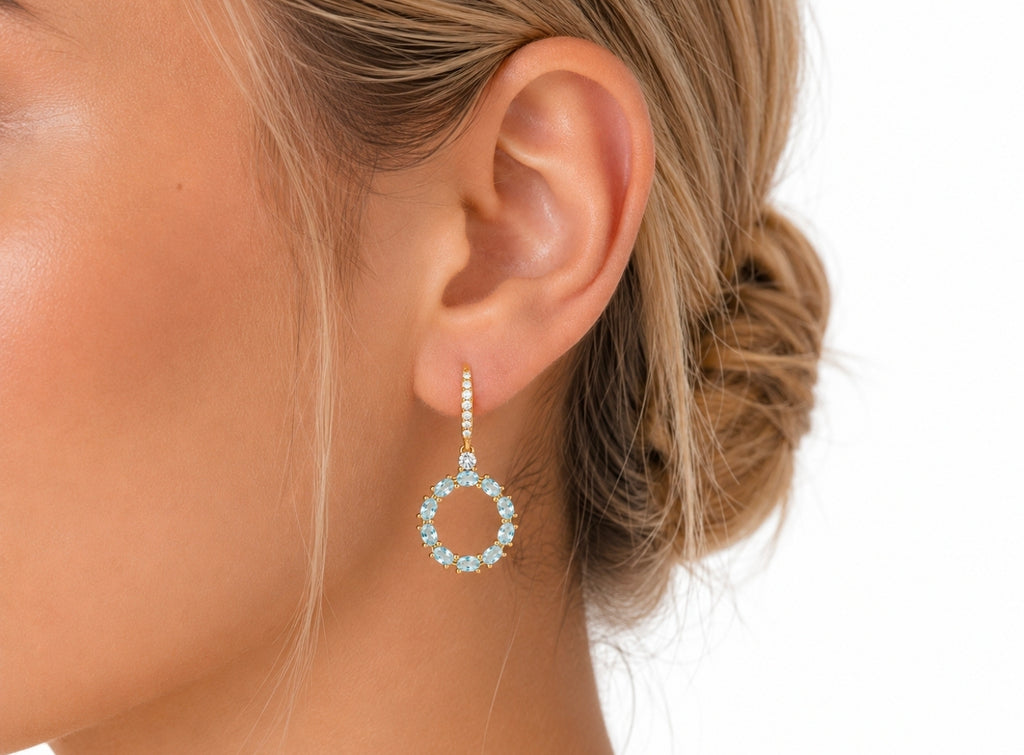 Jardin — Aquamarine Circle Drop Earrings — Ministry of Gems