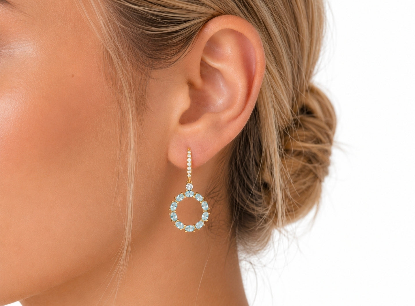Jardin — Aquamarine Circle Drop Earrings — Ministry of Gems