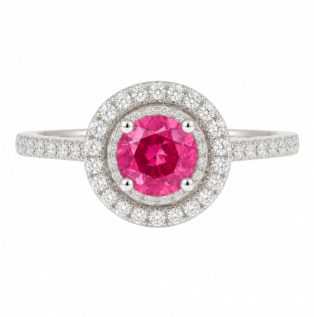 Pink Sapphire Double-Halo Ring — Ministry of Gems