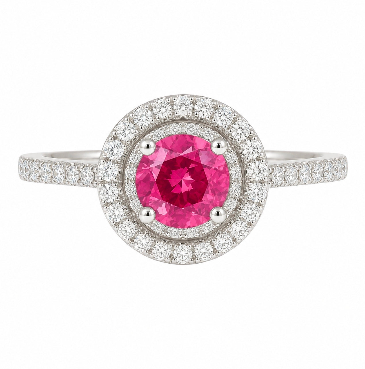 Pink Sapphire Double-Halo Ring — Ministry of Gems