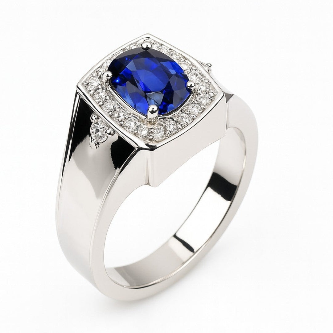 Gents' Sapphire Cushion Signet