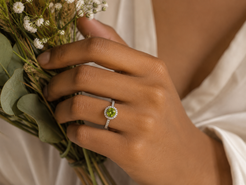 Peridot Double-Halo Ring — Ministry of Gems
