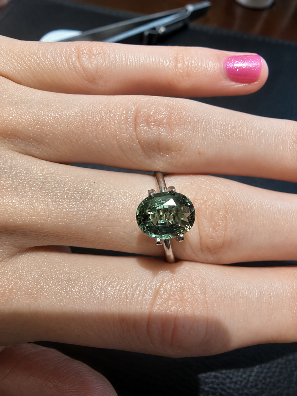 Green-Yellow Australian Sapphire 2.44ct Oval