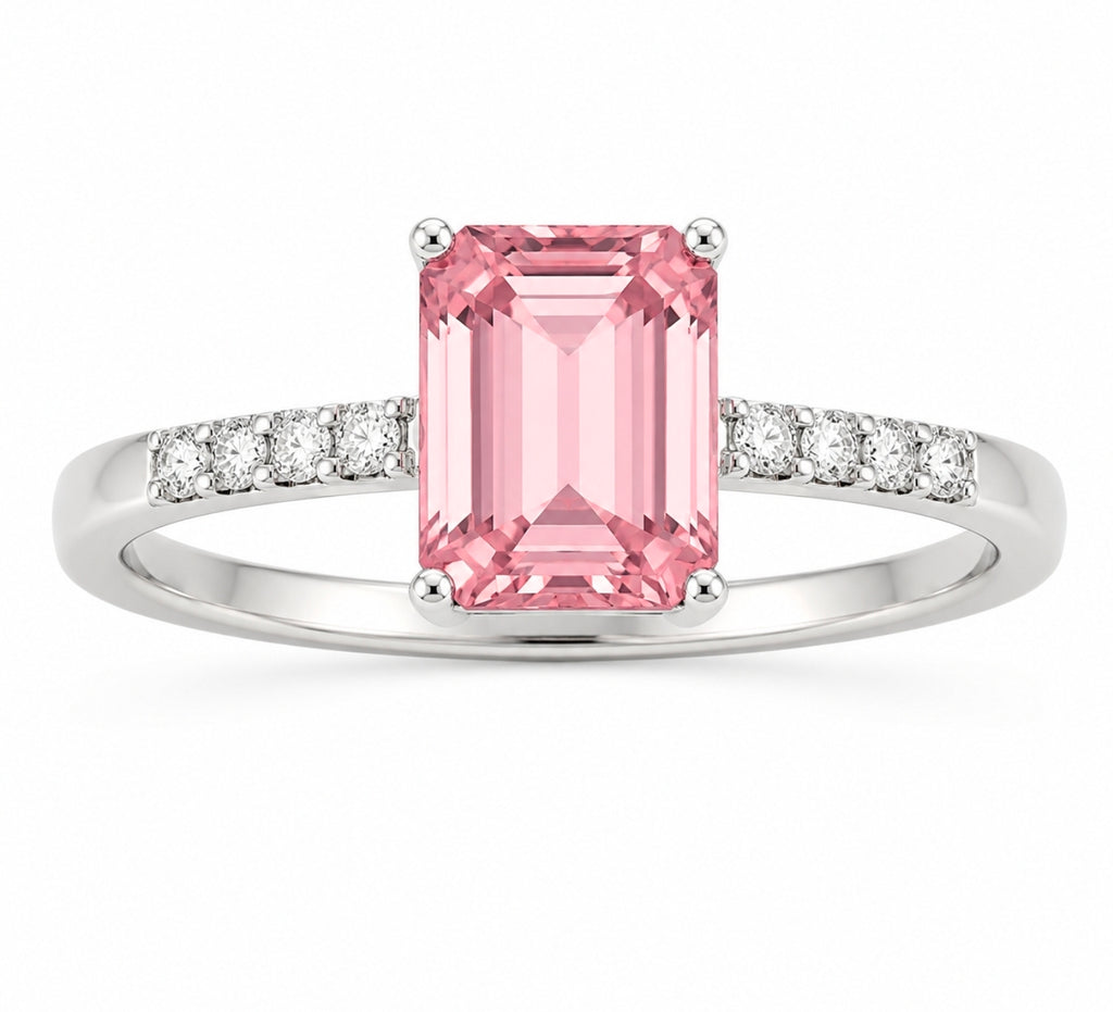 Pink Tourmaline Baguette Ring, White Gold — Ministry of Gems