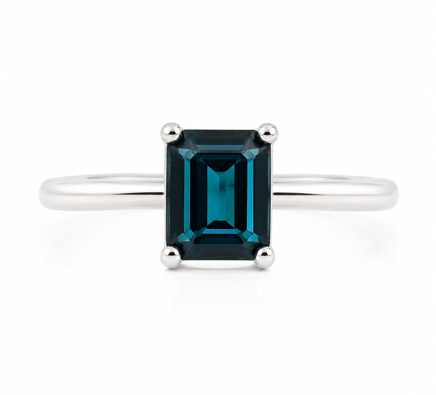 Teal Emerald-Cut Minimal Ring — Ministry of Gems