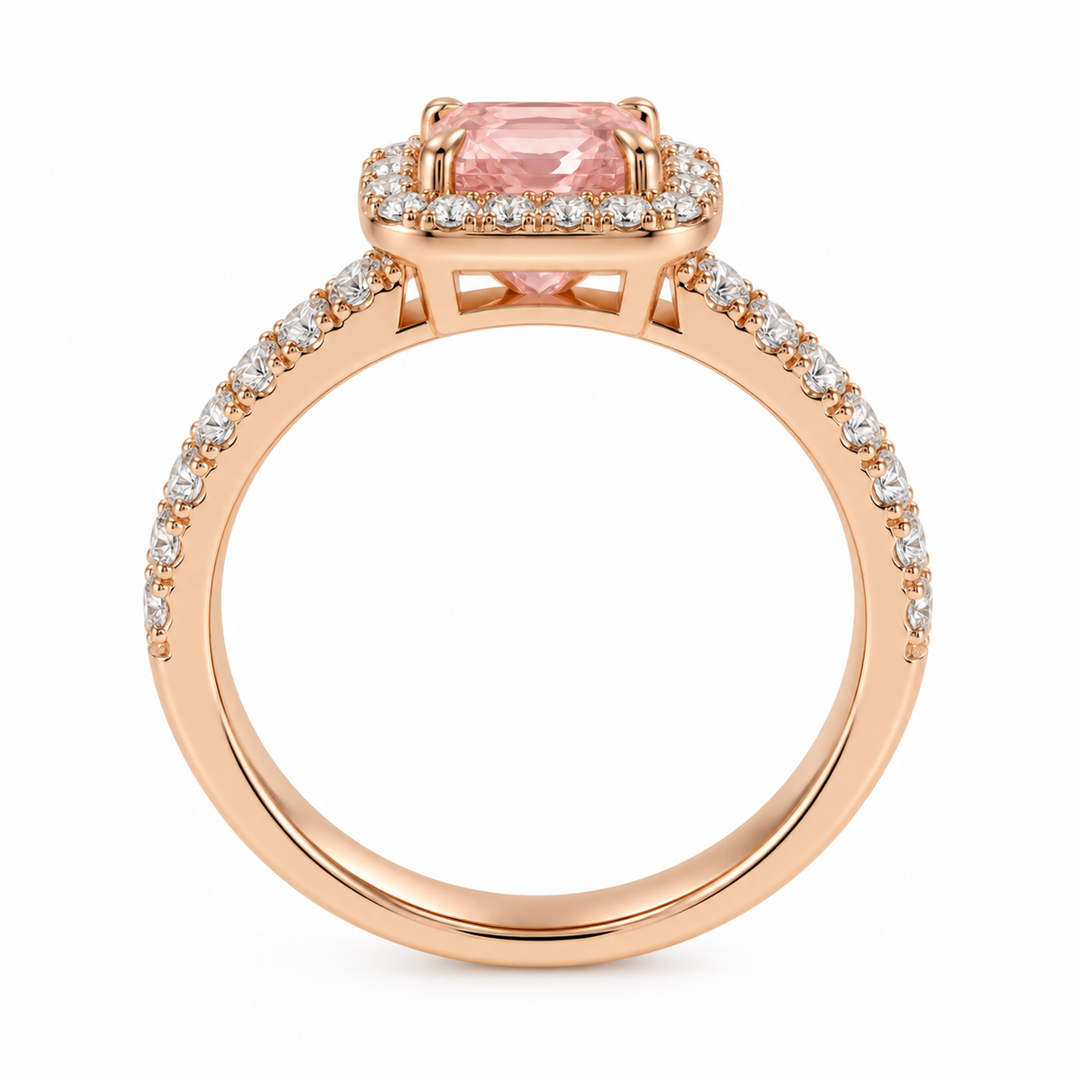 Cushion Morganite Diamond Halo Ring