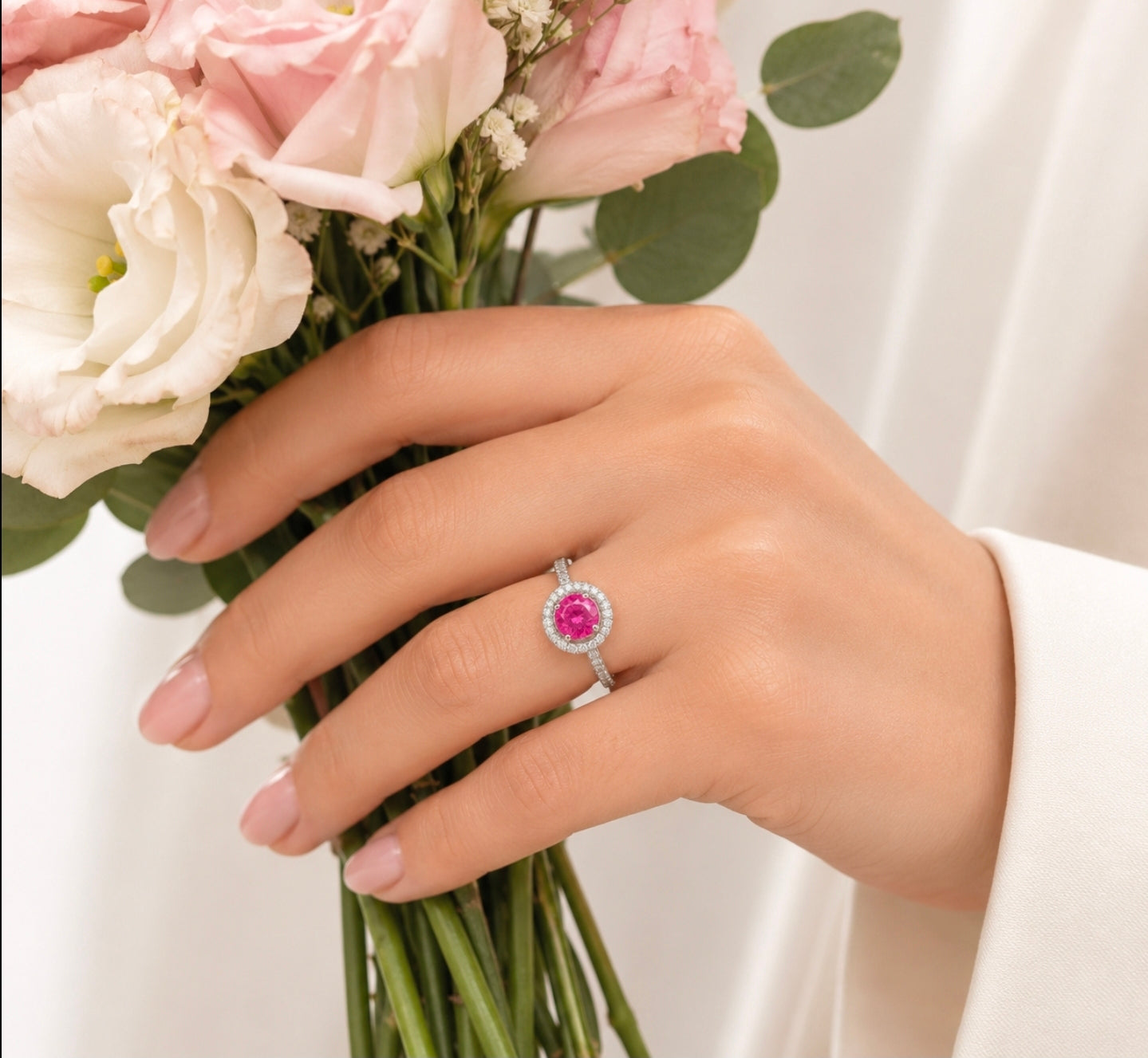 Pink Sapphire Double-Halo Ring — Ministry of Gems