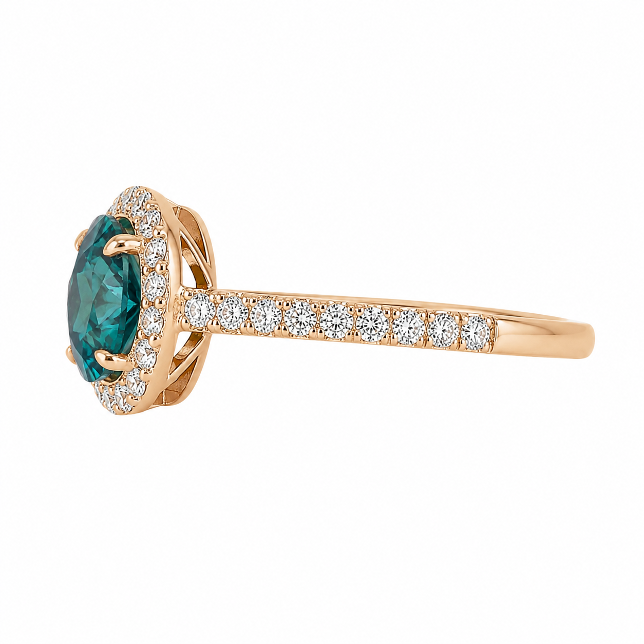 Goddess Teal Sapphire Diamond Yellow Gold Ring — Ministry of Gems