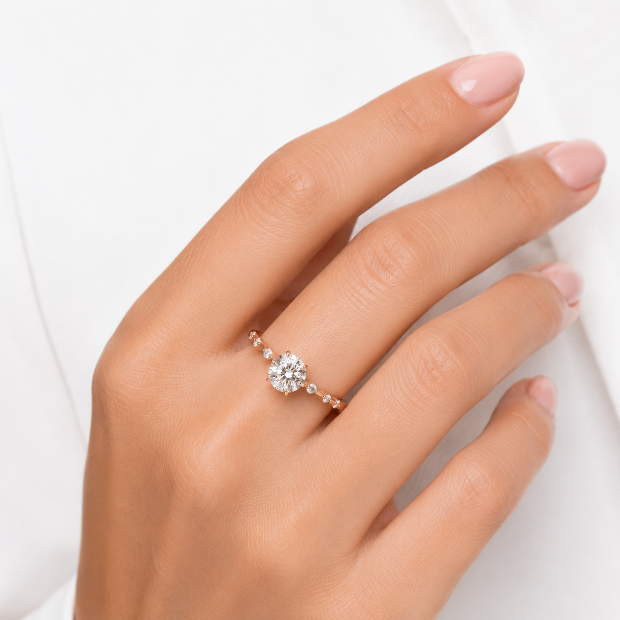 Autumn Drop Engagement Ring Rose Gold — Ministry of Gems exclusive design