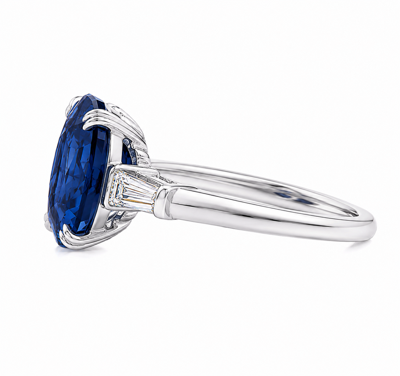 Monterey Blue Sapphire Trilogy Engagement Ring — Ministry of Gems exclusive design