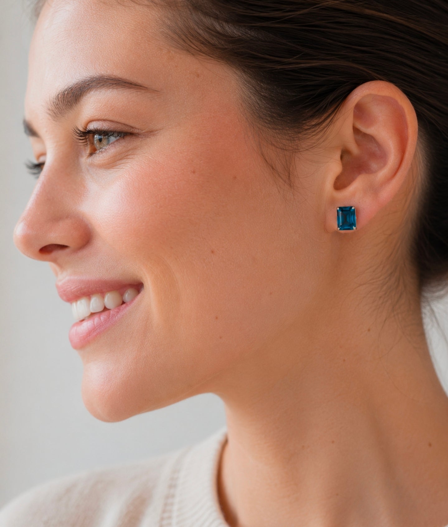 Monaco — London Blue Topaz Princess Studs — Ministry of Gems