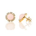 Rose Quartz Cabochon Halo Studs