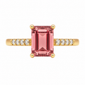 Pink Tourmaline Baguette Ring, Yellow Gold — Ministry of Gems