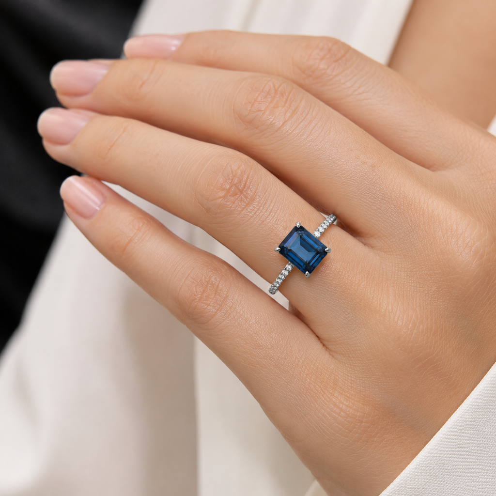 Ozero — Teal Emerald-Cut Ring — Ministry of Gems