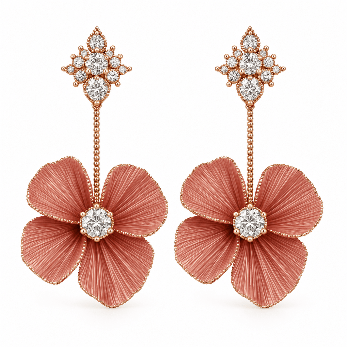 Rose Titanium Floral Diamond Earrings - Ministry of Gems®EarringsMinistry of Gems®
