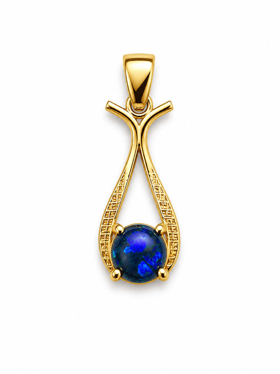 Round Australian Opal Open Loop Pendant — Gold-Plated Sterling Silver - Ministry of Gems®PendantMinistry of Gems®