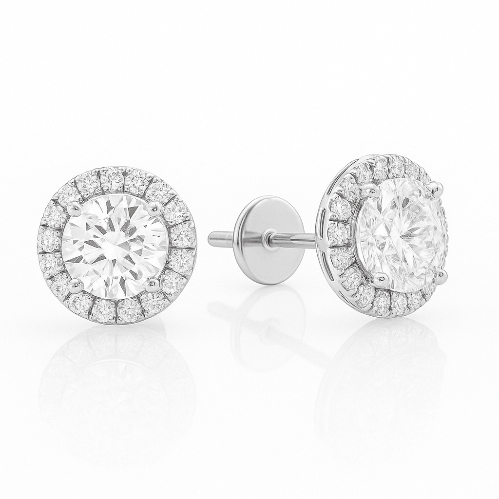 Round Brilliant Diamond Halo Studs - Ministry of Gems®EarringsMinistry of Gems®