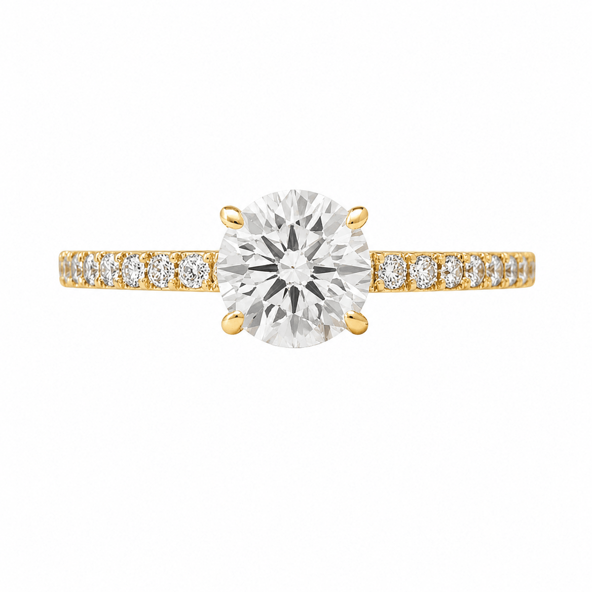Round Brilliant Diamond Solitaire Pavè Shoulders Engagement Ring - Ministry of Gems®RingMinistry of Gems®