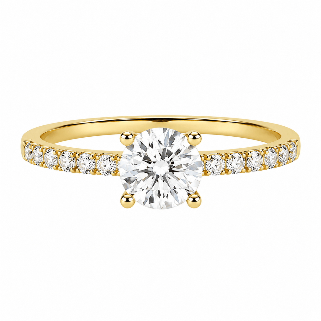 Round Brilliant Solitaire Diamond Shoulders Engagement Ring - Ministry of Gems®RingMinistry of Gems®