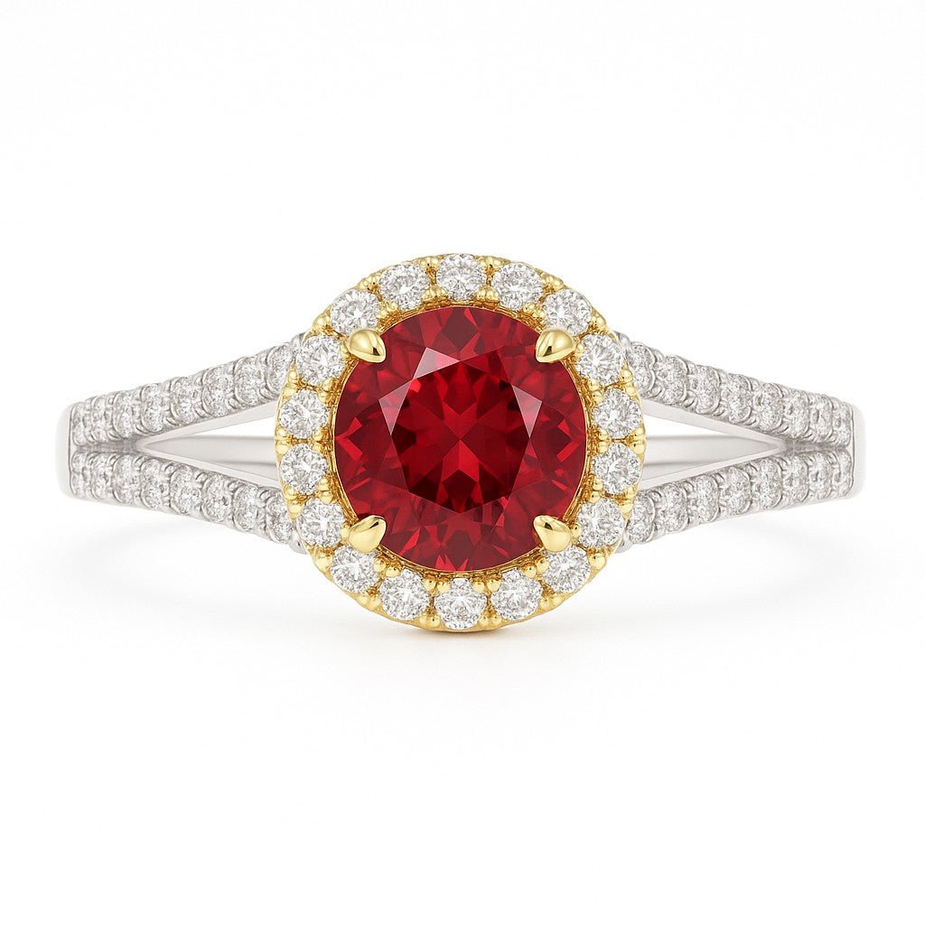 Round Diamond Halo Split-Shank Engagement Ring - Ministry of Gems®RingMinistry of Gems®
