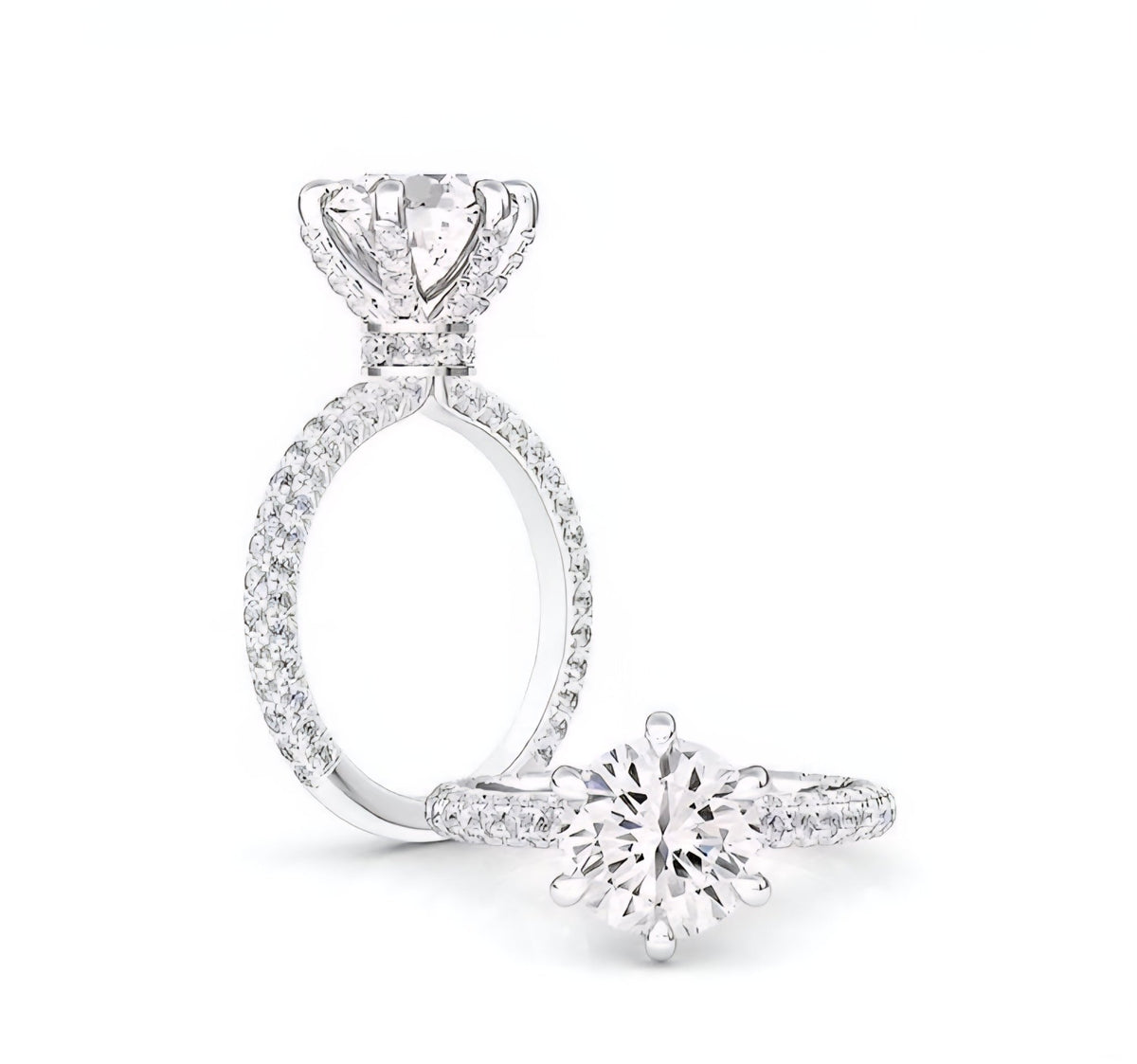 Round Diamond Pavé Band Engagement Ring - Ministry of Gems®RingMinistry of Gems®