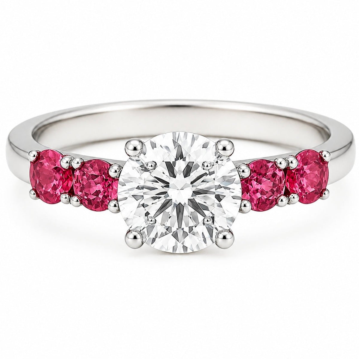 Round Diamond & Pink Sapphire Ring - Ministry of Gems®RingMinistry of Gems®