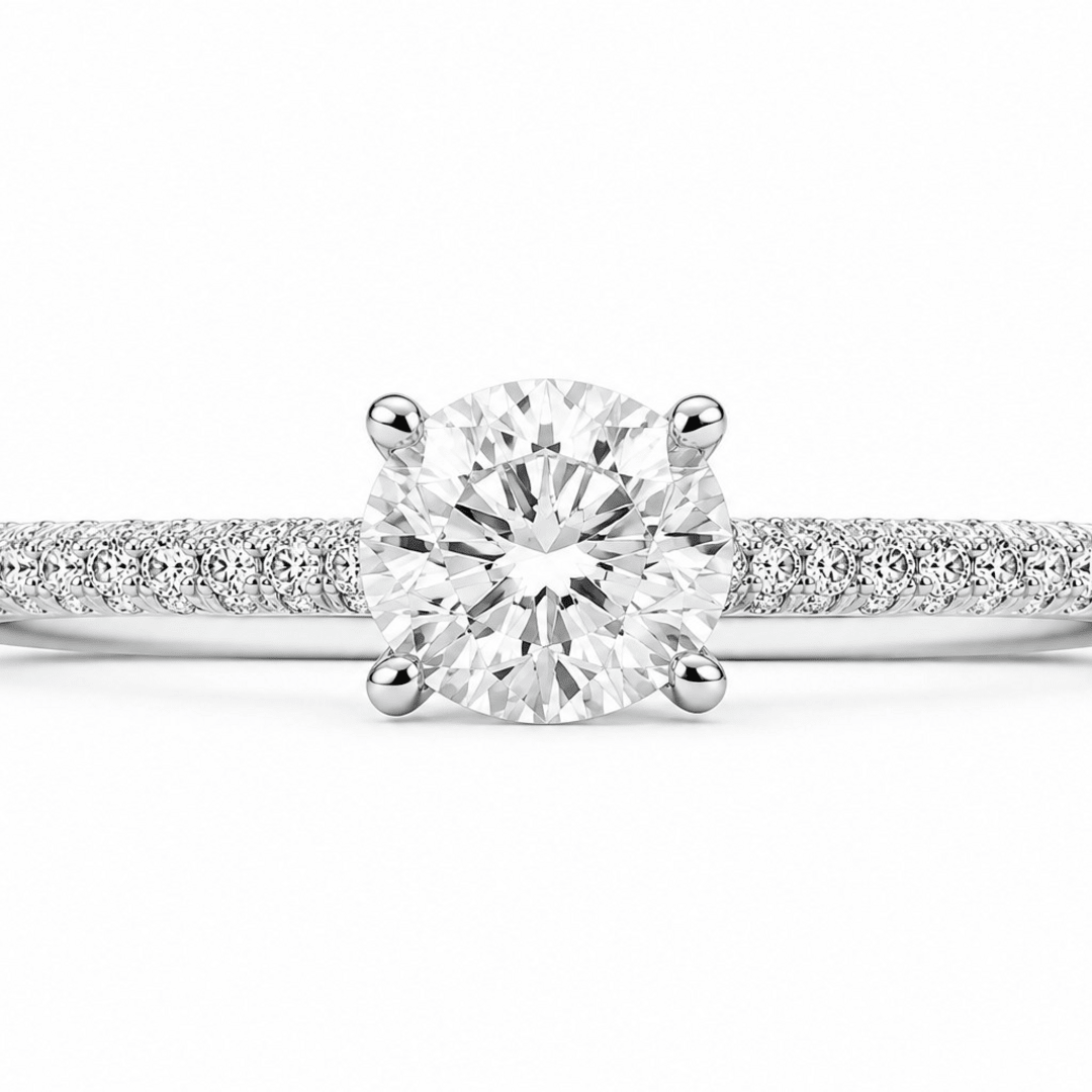 Round Diamond Solitaire Pavé Ring - Ministry of Gems®RingMinistry of Gems®