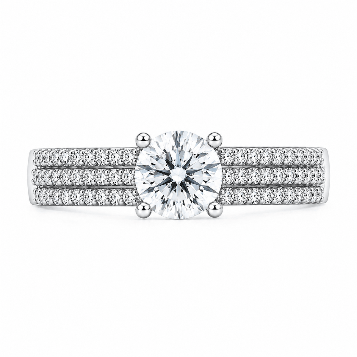 Round Diamond Three-Row Pavé Gold Ring - Ministry of Gems®RingMinistry of Gems®