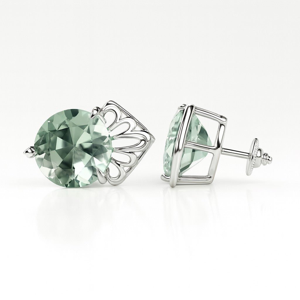 Round Green Amethyst Filigree Studs - Ministry of Gems®EarringsMinistry of Gems®