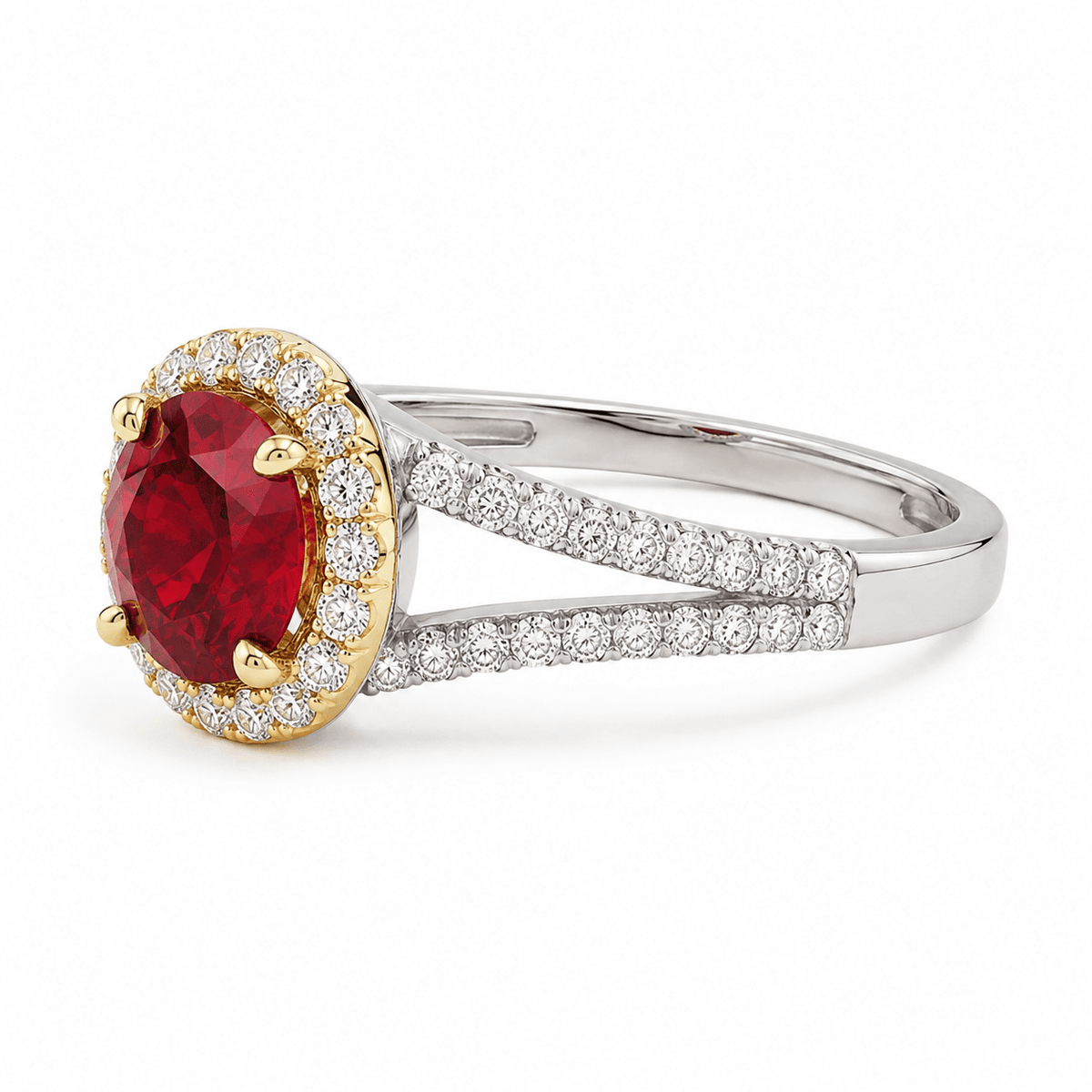 Round Ruby Diamond Halo Ring - Ministry of Gems®RingMinistry of Gems®