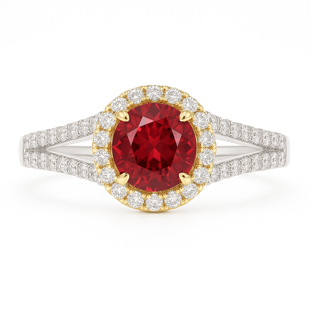 Round Ruby Diamond Halo Ring - Ministry of Gems®RingMinistry of Gems®