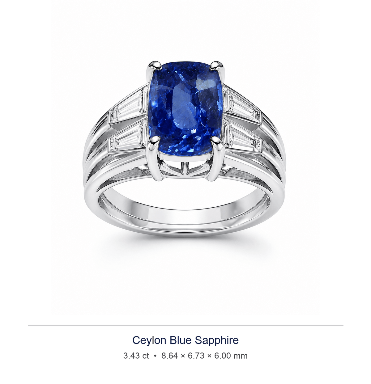 Royal Blue Ceylon Sapphire 3.43ct Cushion - Ministry of Gems®GemsMinistry of Gems®