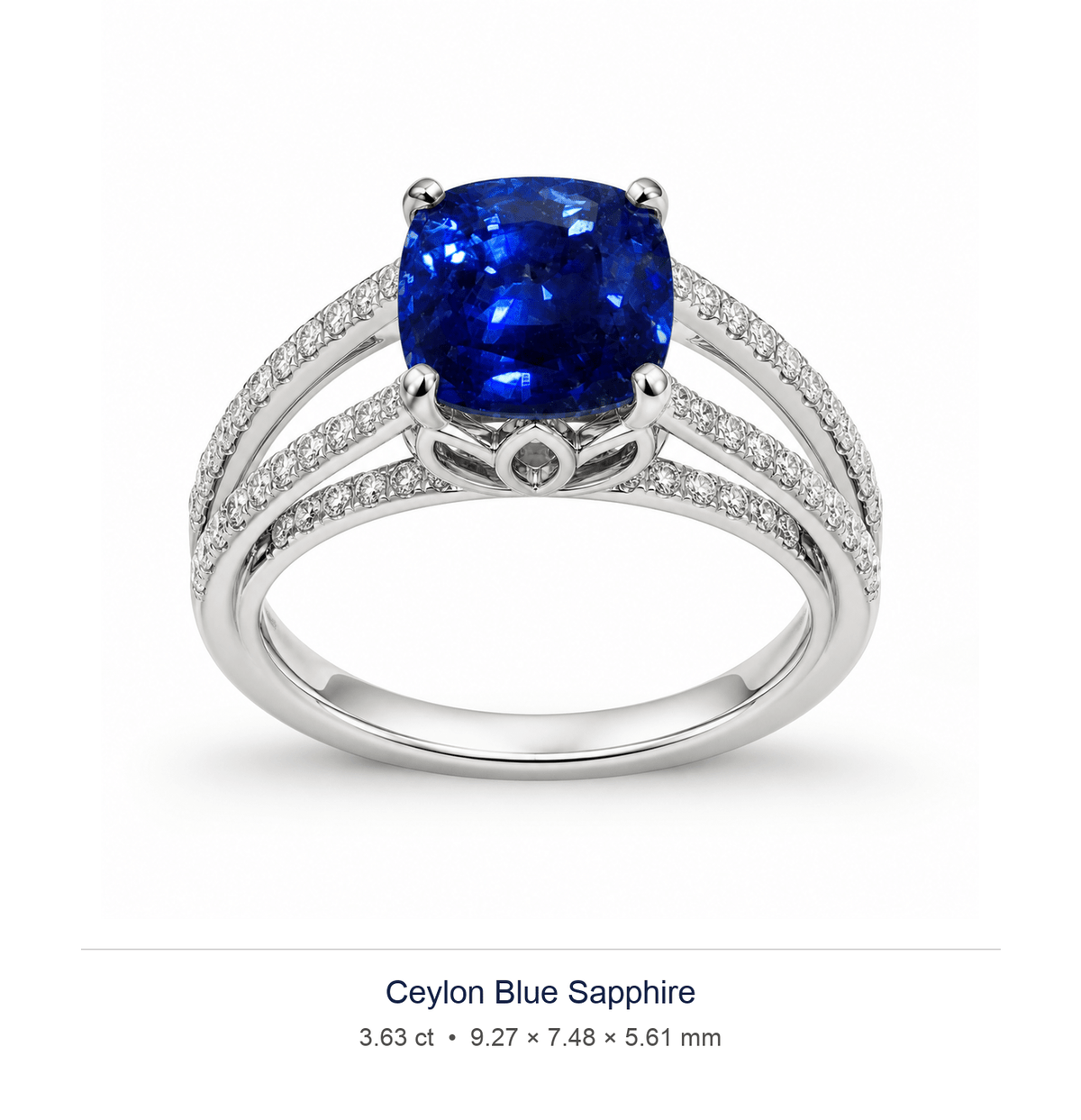 Royal Blue Ceylon Sapphire 3.63ct Cushion - Ministry of Gems®GemsMinistry of Gems®