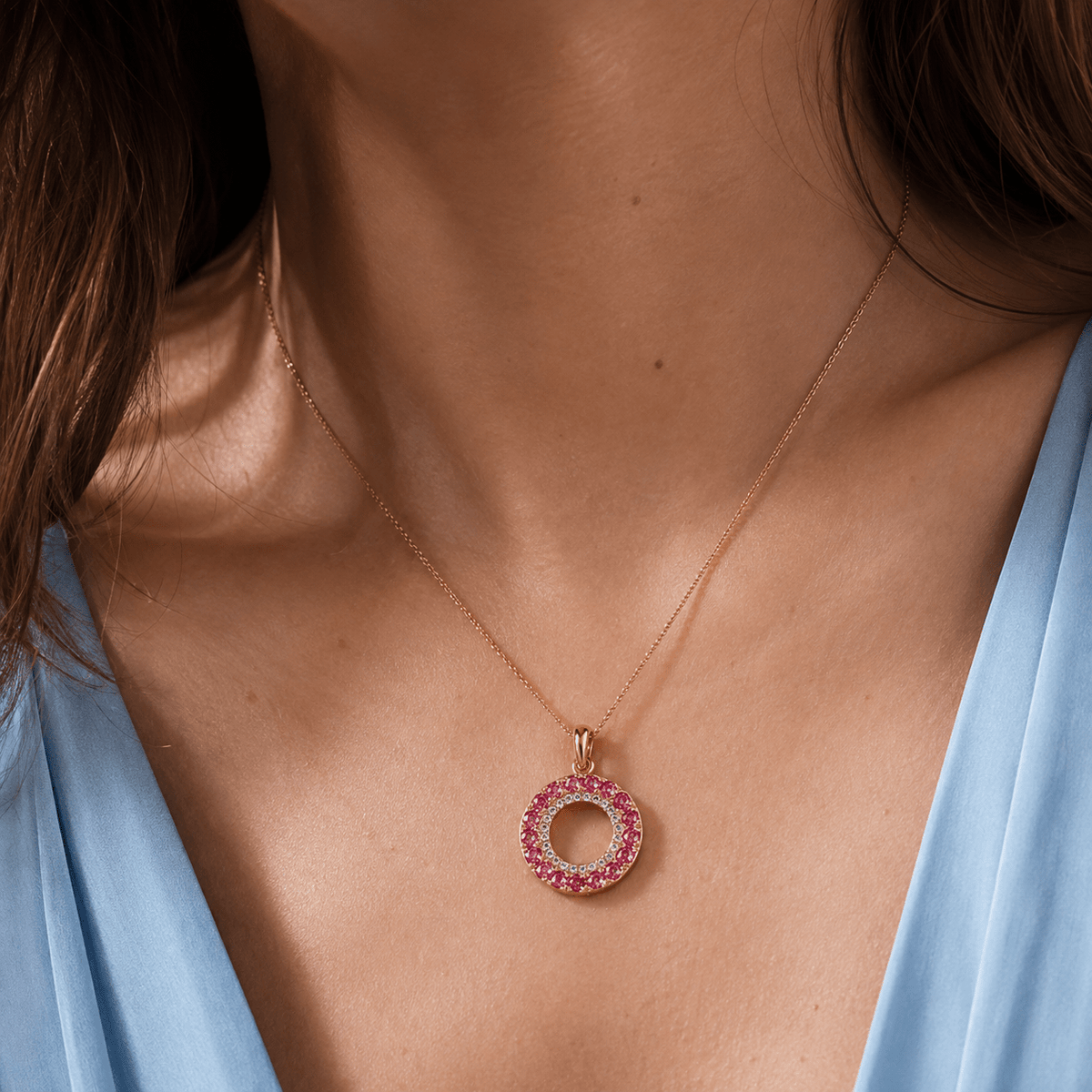Ruby Pavé Circle Pendant - Ministry of Gems®PendantMinistry of Gems®