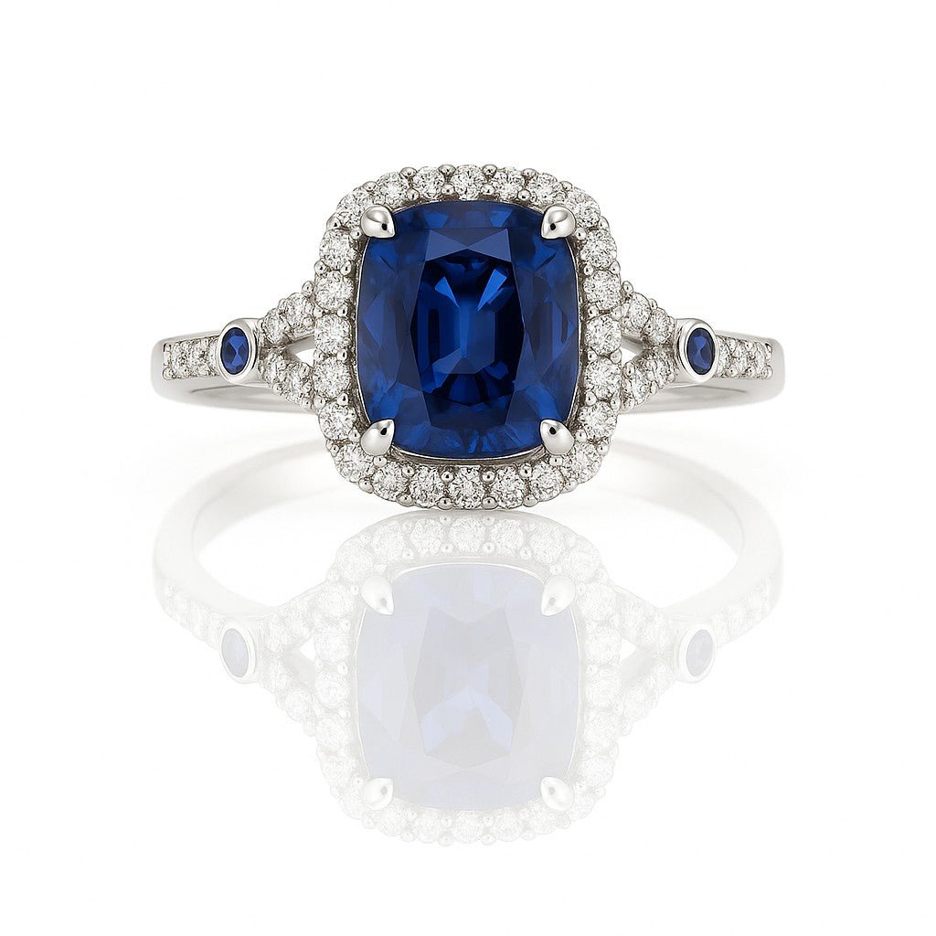 Sapphire Halo Ring with Sapphire Accents - Ministry of Gems®RingMinistry of Gems®
