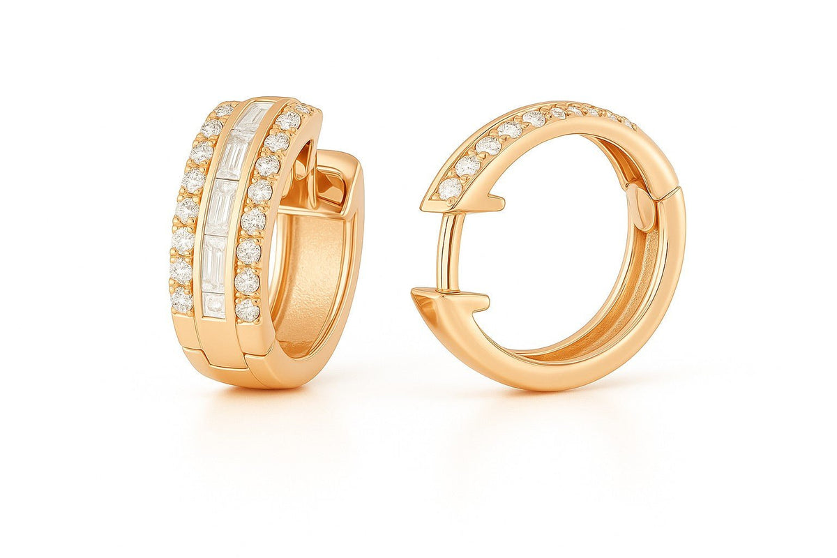 Three-Row Diamond Huggie Hoops - Ministry of Gems®EarringsMinistry of Gems®
