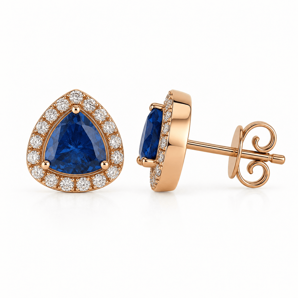 Trillion Blue Sapphire & Diamond Studs - Ministry of Gems®EarringsMinistry of Gems®