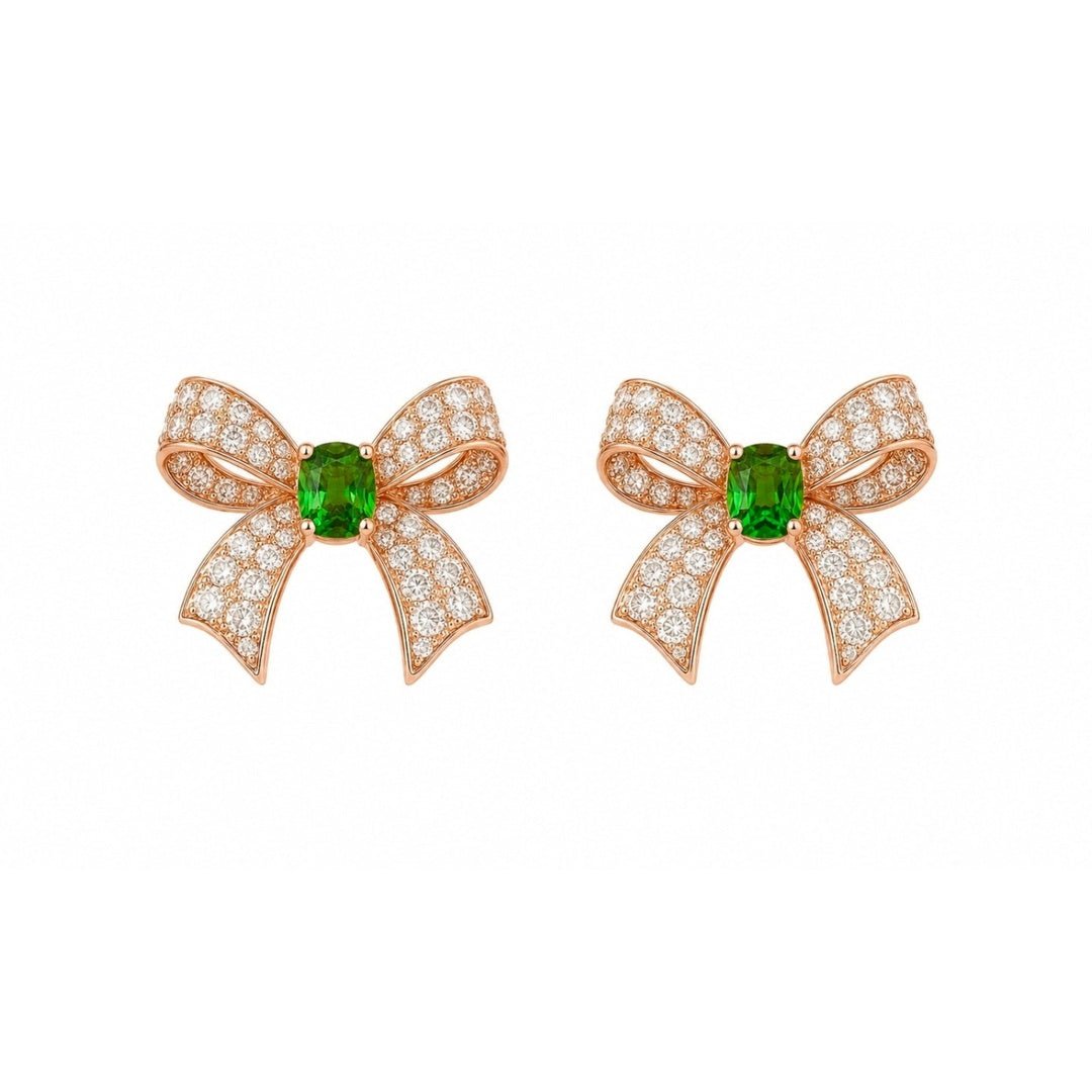 Tsavorite Diamond Bow Studs - Ministry of Gems®EarringsMinistry of Gems®