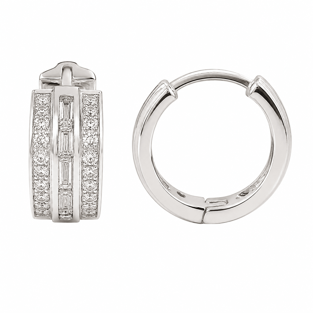 Two-Row Diamond Huggie Hoop Earrings - Ministry of Gems®EarringsMinistry of Gems®