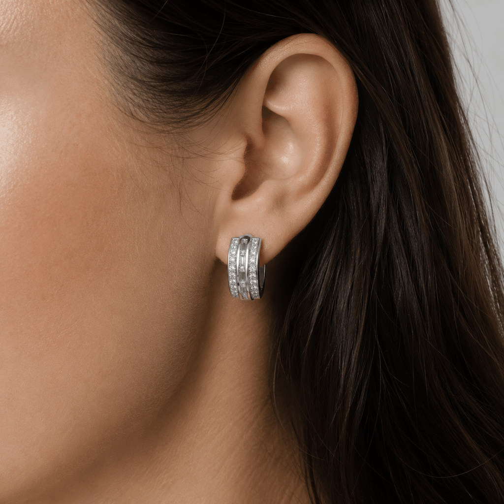Two-Row Diamond Huggie Hoop Earrings - Ministry of Gems®EarringsMinistry of Gems®