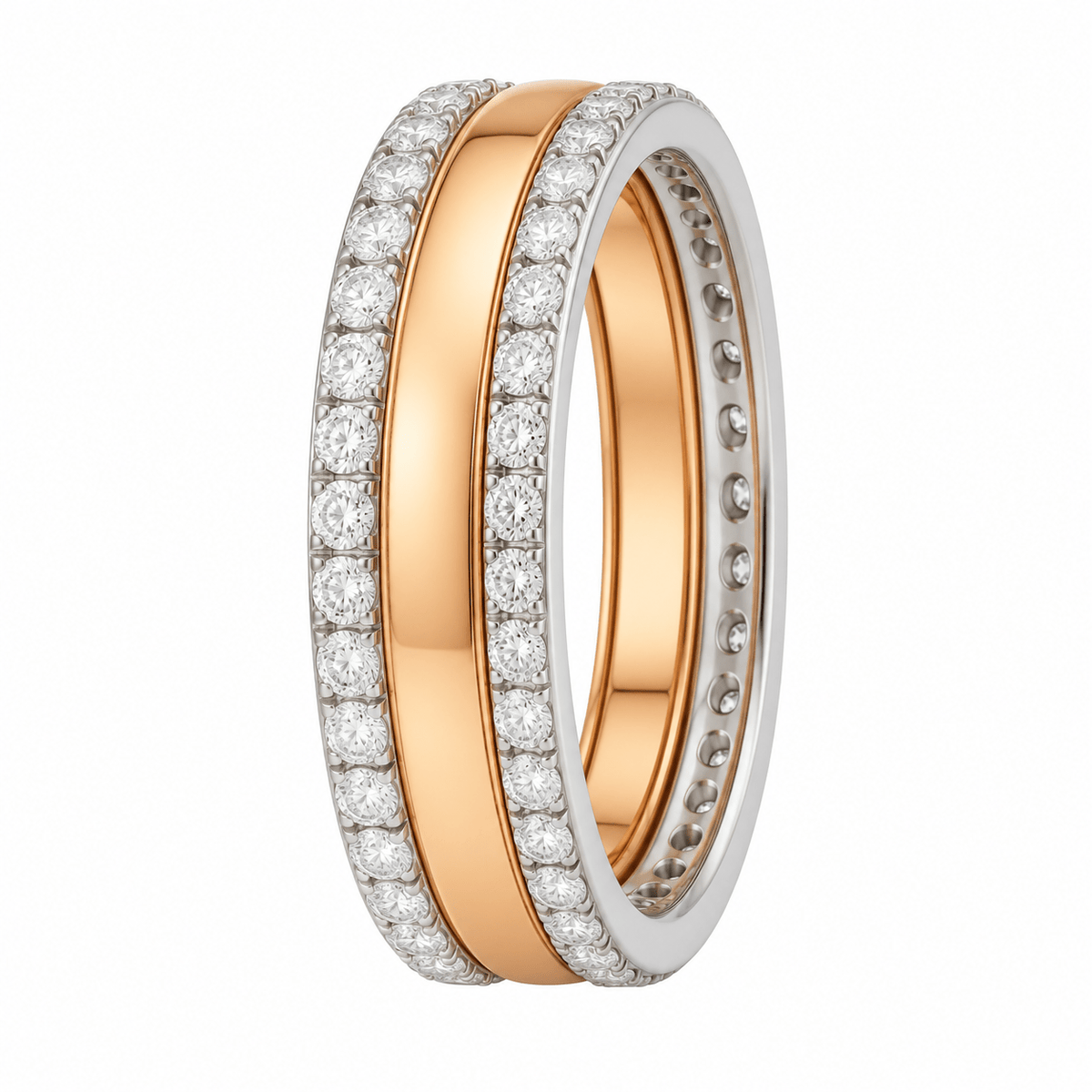 Two-Tone Pavé Double Diamond Dress Ring - Ministry of Gems®RingMinistry of Gems®