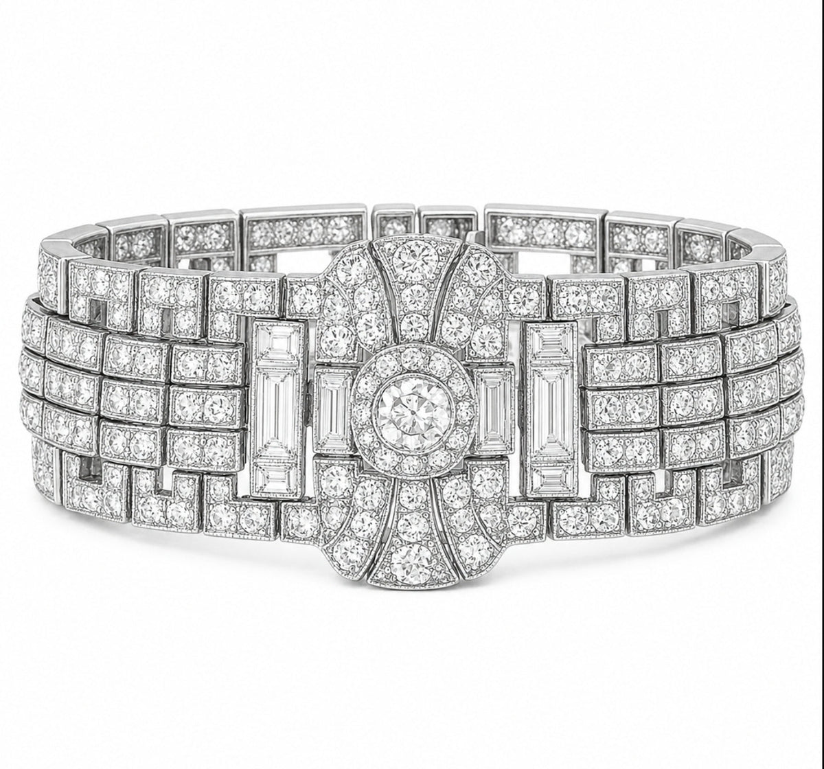 Wide Baguette and Round Diamond Bracelet - Ministry of Gems®BraceletMinistry of Gems®